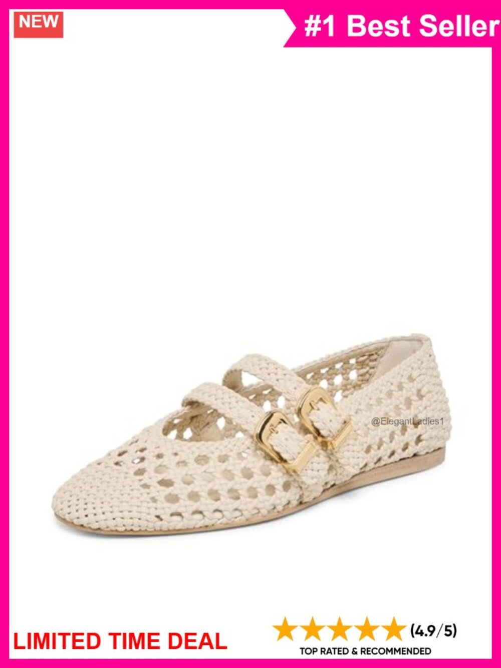 Woven Ballet Flats Braided Buckle Round Toe Casual Daily Wear